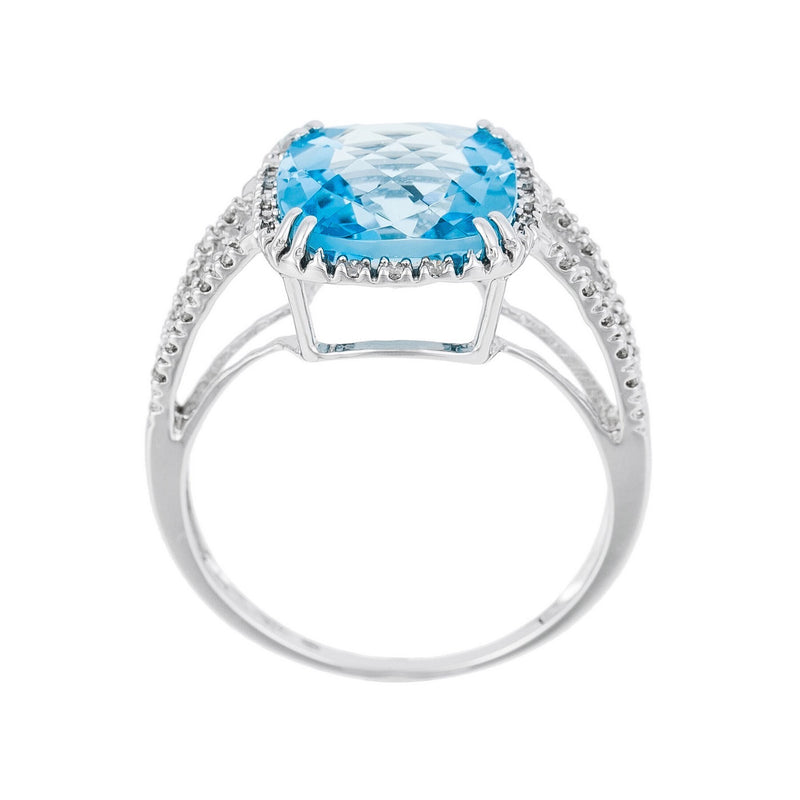 Ring "Divine Topaz 10" Diamonds 0.10Ct/32 + Topaz 4.5/1 - Gold Blanc 375/1000