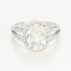 Bague "Ovale Amethyste Verte" - Or Blanc 375/1000