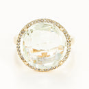 Ring "Macaron" Diamond 0.12/40 Green Amethyst - Yellow Gold 375/1000