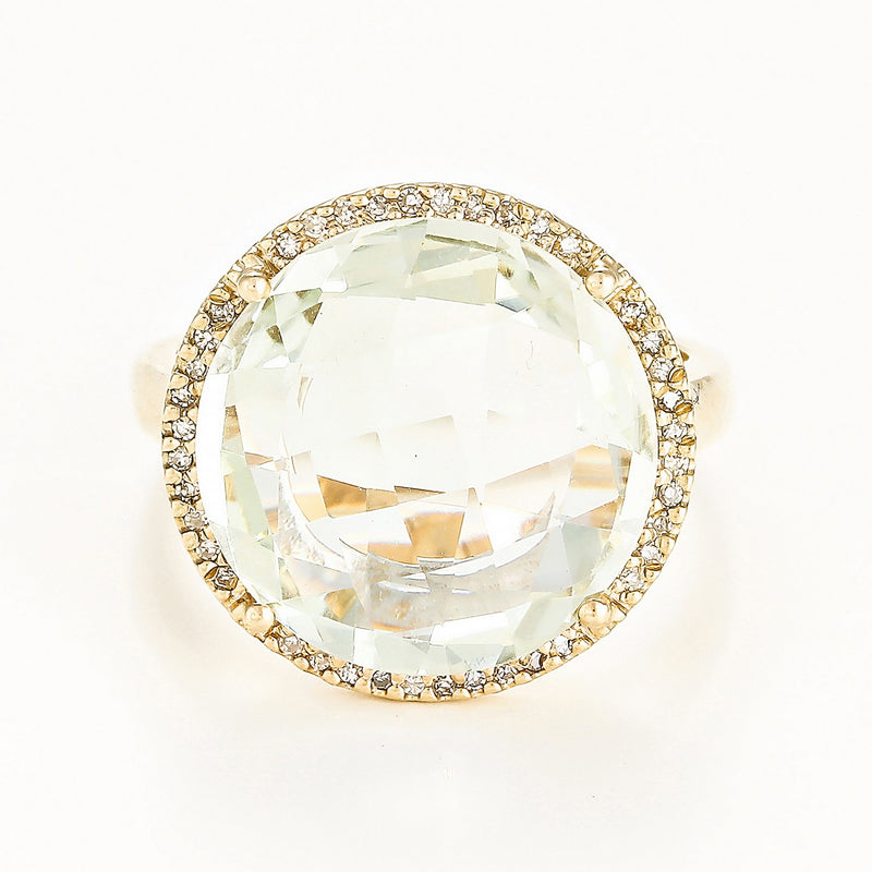 Ring "Macaron" Diamond 0.12/40 Green Amethyst - Yellow Gold 375/1000