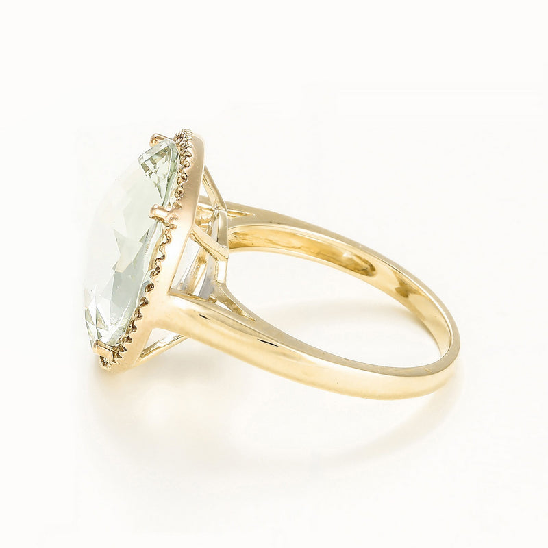 Ring "Macaron" Diamond 0.12/40 Green Amethyst - Yellow Gold 375/1000