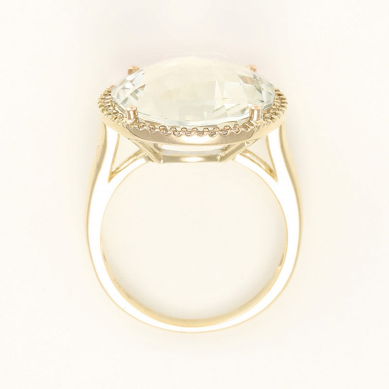 Ring "Macaron" Diamond 0.12/40 Green Amethyst - Yellow Gold 375/1000