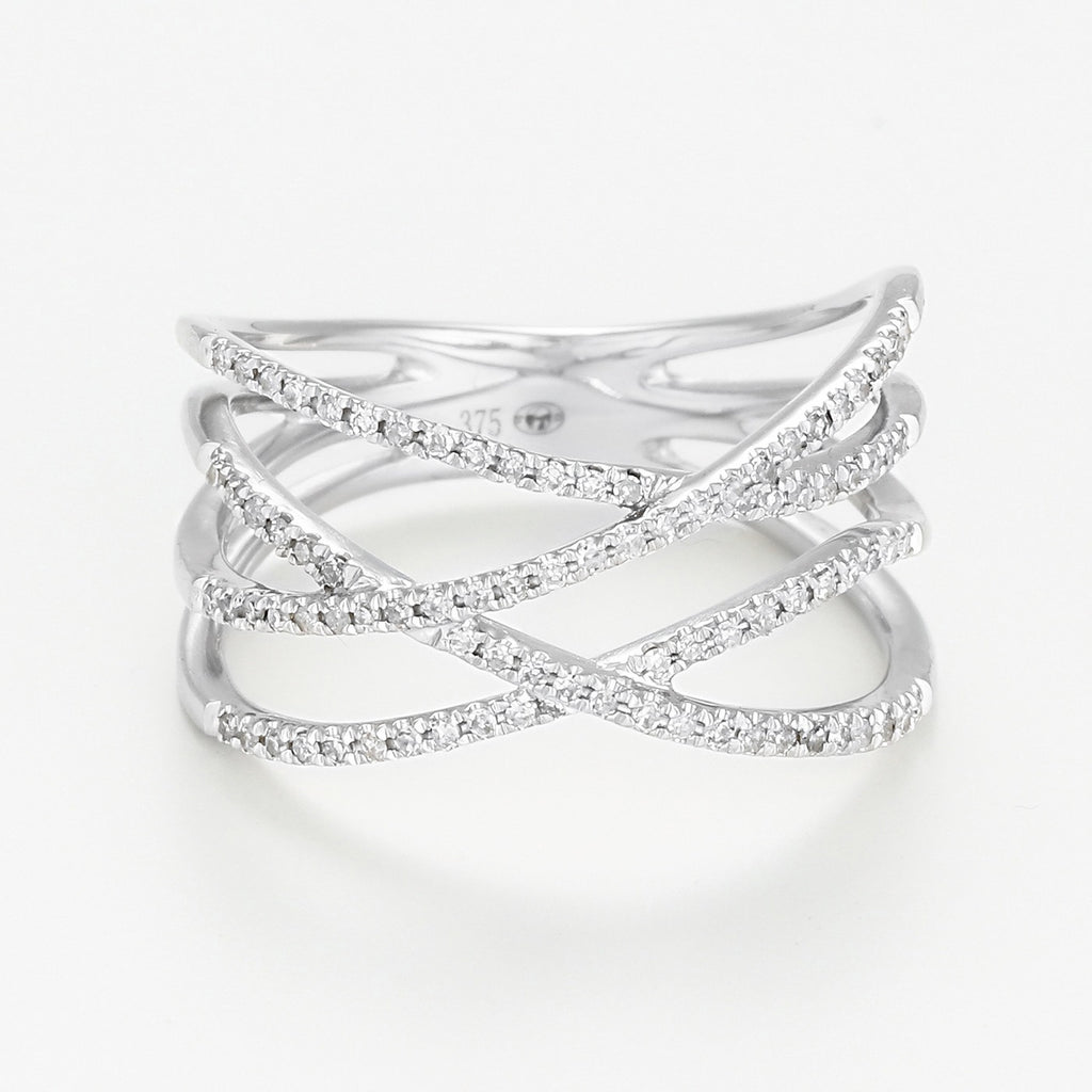 "Luminous Interlacing" Ring - 375/1000 White Gold