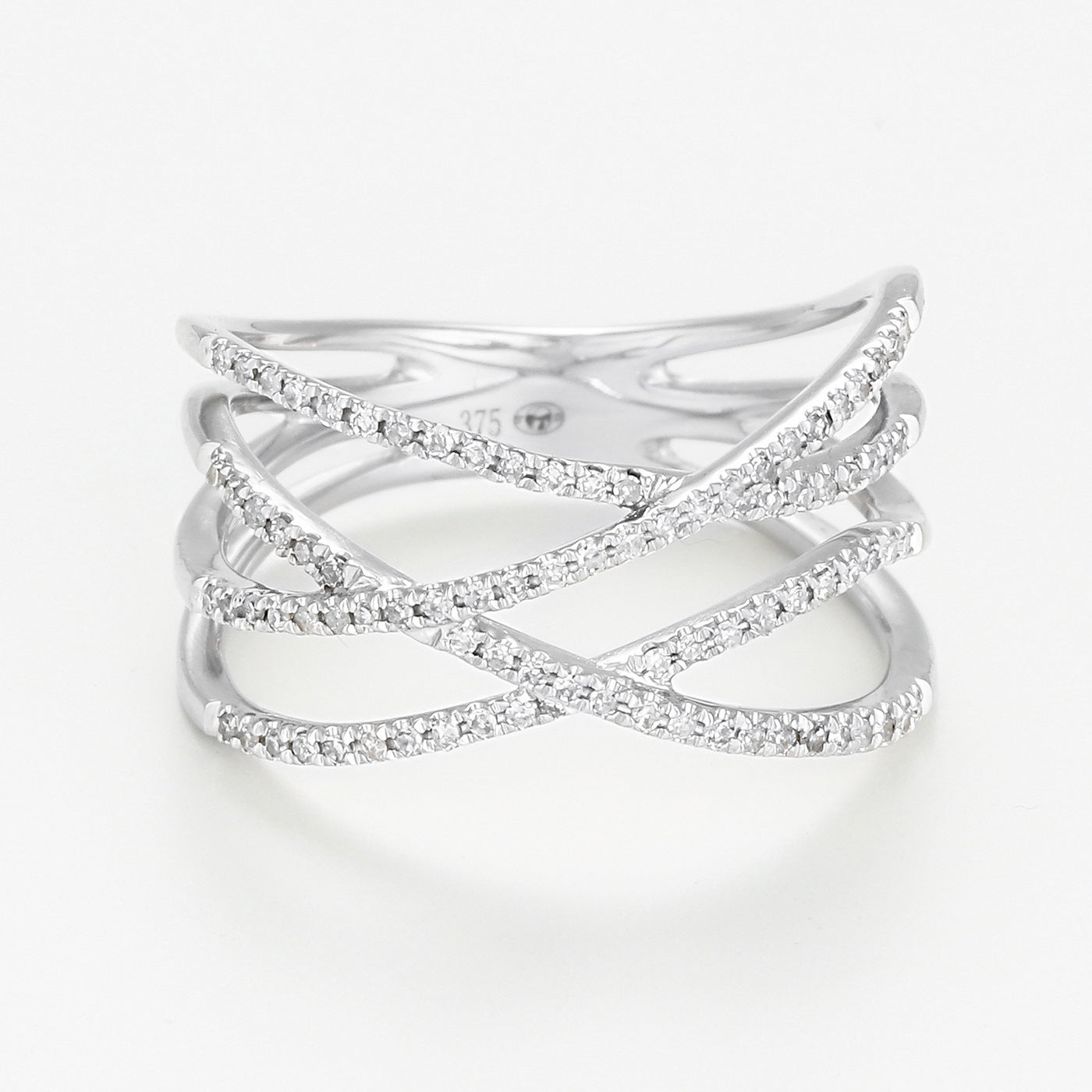 "Luminous Interlacing" Ring - 375/1000 White Gold