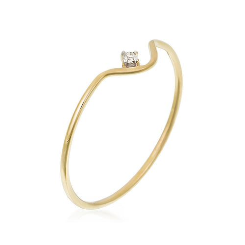 Bague "Pudeur" Diamants 0,01Ct/1 - Or Jaune 375/1000