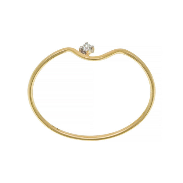 Diamanta – Anello "Pudeur" Diamanti 0,01Ct/1, anello sottile in oro giallo con piccolo diamante, vista frontale