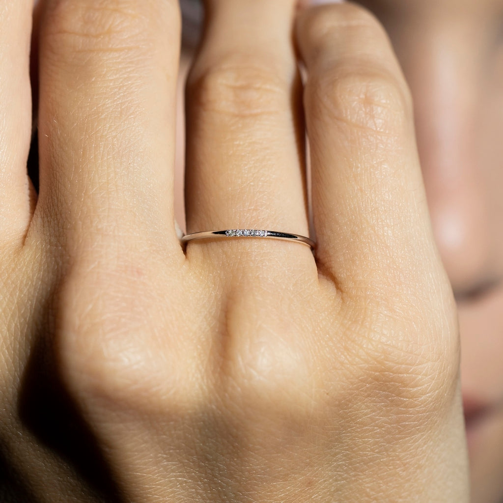 Bague "Alliance Humilité" Diamants 0,02Ct/5 - Or Blanc