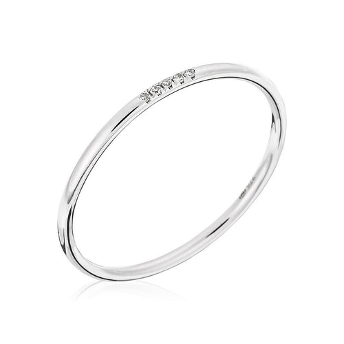 Bague "Alliance Humilité" Diamants 0,02Ct/5 - Or Blanc 375/1000