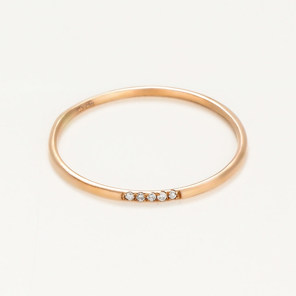 Bague "Alliance Humilité" Diamants 0,02Ct/5 - Or Rose