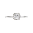 Bague "Carré Topazien" Diamants 0,05/18 Et Topaze Blanche 0,32Ct/1 - Or Blanc 375/1000