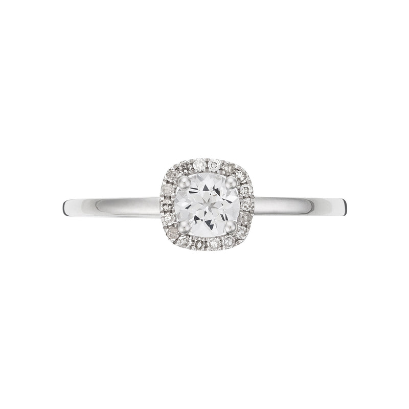 Bague "Carré Topazien" Diamants 0,05/18 Et Topaze Blanche 0,32Ct/1 - Or Blanc 375/1000