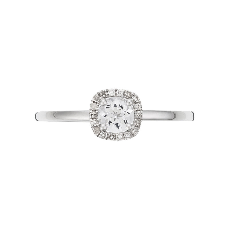 Ring "Carré Topazien" Diamonds 0,05/18 And White Topaz 0,32Ct/1 - Gold Blanc 375/1000