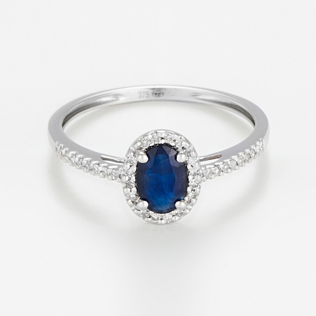 Bague "Royal Blue" Diamants 0,1/32 Saphir 0,74/1 - Or Blanc
