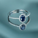 Bague "Royal Blue" Diamants 0,1/32 Saphir 0,74/1 - Or Blanc 375/1000