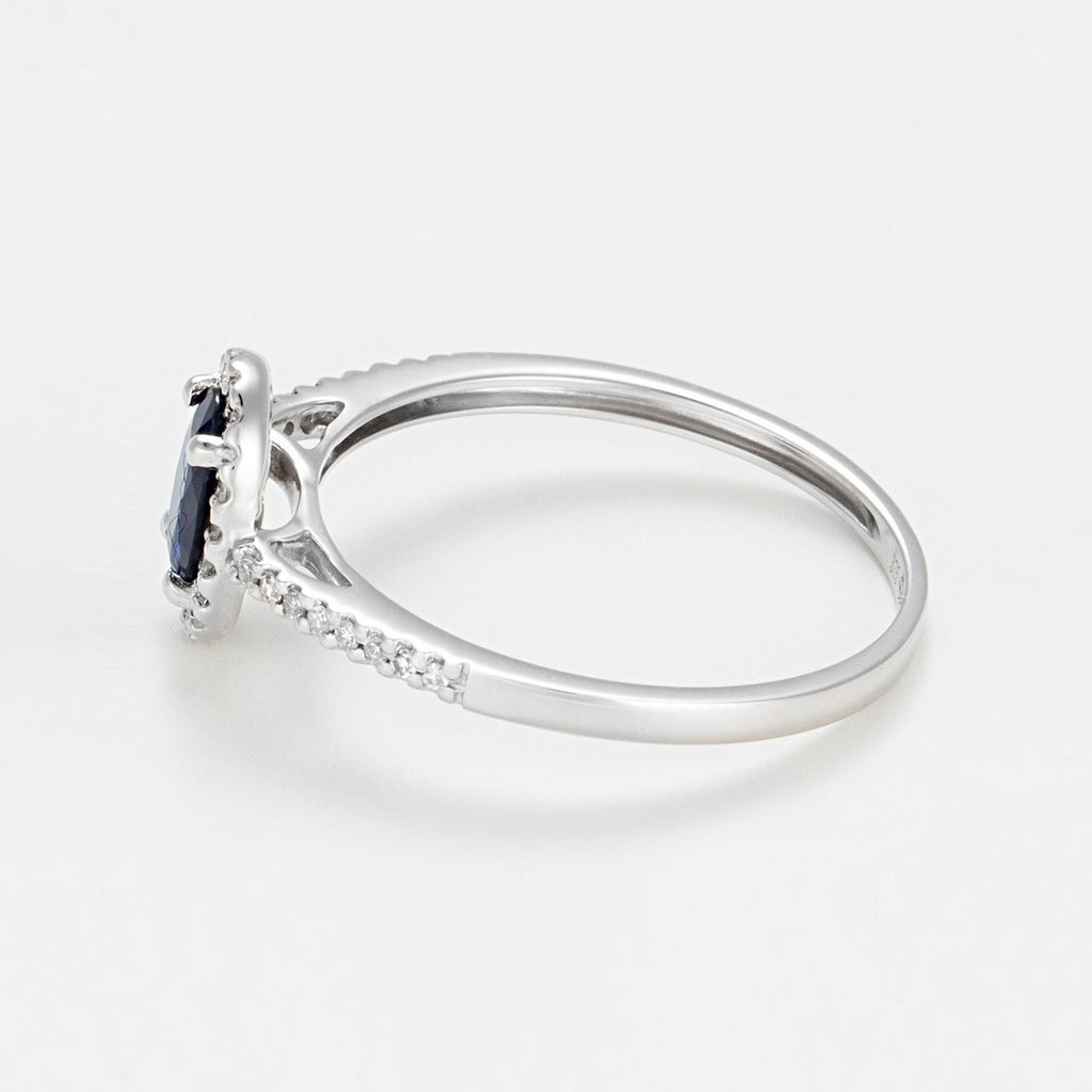 Bague "Royal Blue" Diamants 0,1/32 Saphir 0,74/1 - Or Blanc