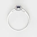 Blanc Anillo "Royal Blue" Diamantes 0.1/32 Zafiro 0.74/1 - Oro 375/1000