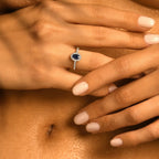 Bague "Royal Blue" Diamants 0,1/32 Saphir 0,74/1 - Or Blanc