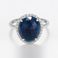 Bague "Bermudes Nouvelles" Or Blanc - Diamants 0.08 Ct Saphir 4.9 Ct