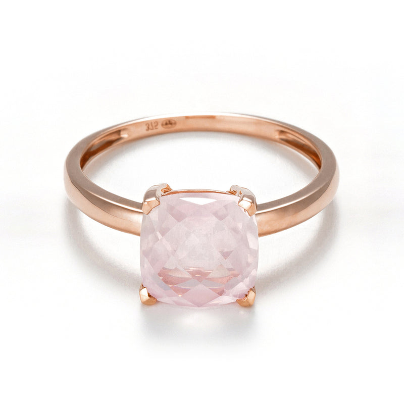 Bague "Quartz Unique"  Quartz Rose 2,10Ct/1 - Or Rose 375/1000