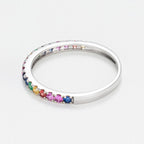 Bague "Colorful Love" E0,04/2 R0,08/3 S0,13/5 Os0,06/3 Ps0,08/3 Ys0,07/2 - Or Blanc 375/1000
