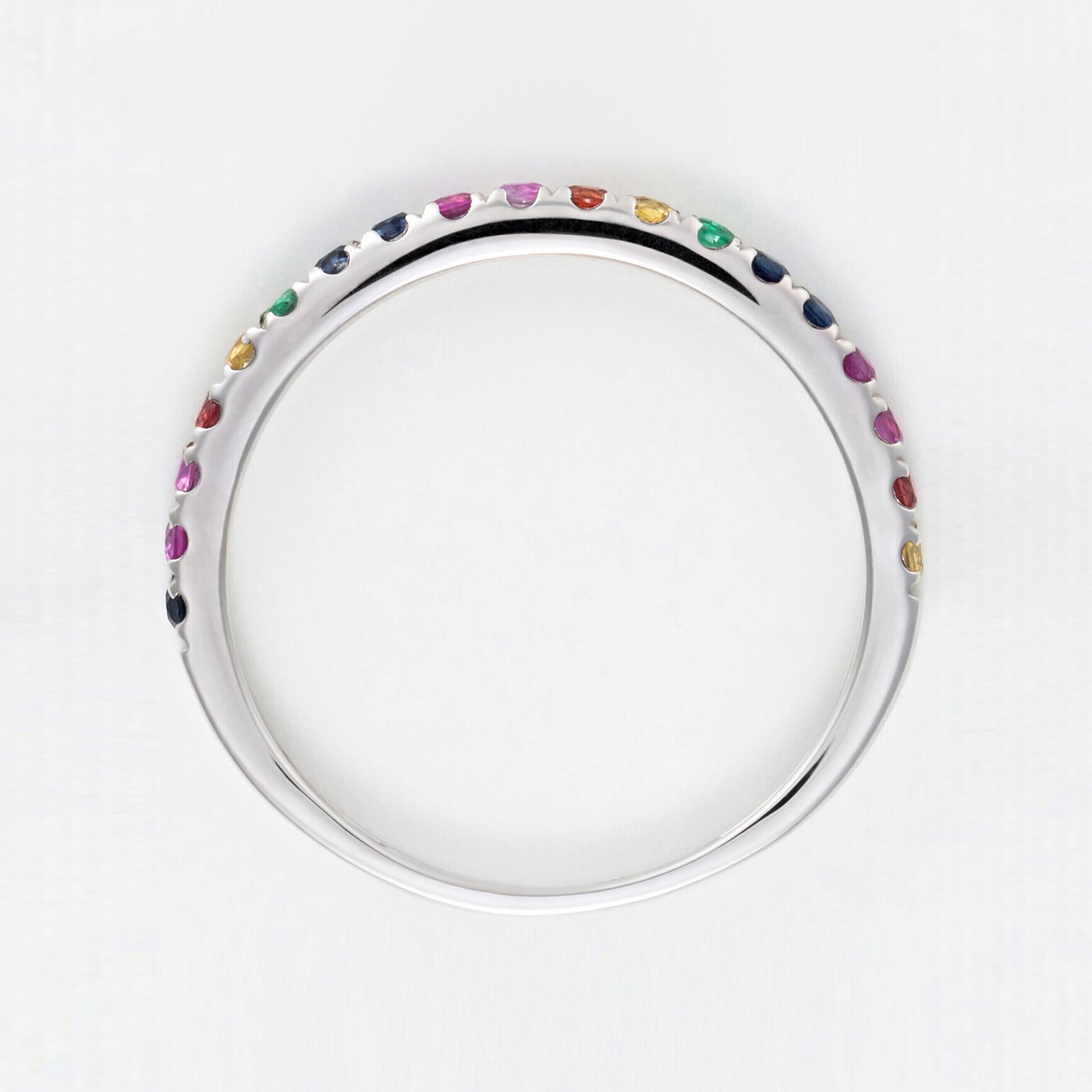Bague "Colorful Love" E0,04/2 R0,08/3 S0,13/5 Os0,06/3 Ps0,08/3 Ys0,07/2 - Or Blanc 375/1000