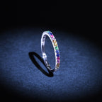 Bague "Colorful Love" E0,04/2 R0,08/3 S0,13/5 Os0,06/3 Ps0,08/3 Ys0,07/2 - Or Blanc 375/1000