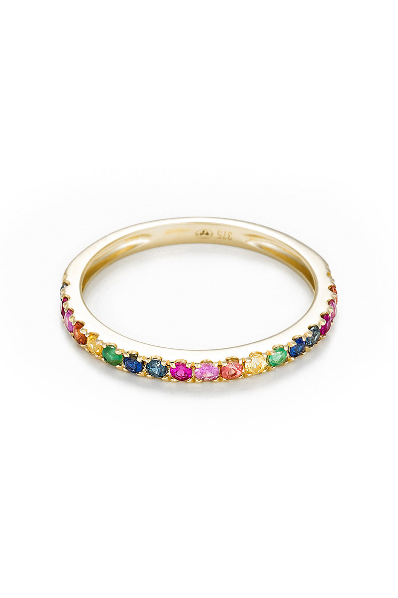 Anillo "Amor Colorido" E0.04/2 R0.08/3 S0.13/5 Os0.06/3 Ps0.08/3 Ys0.07/2 - Oro Amarillo 375/1000