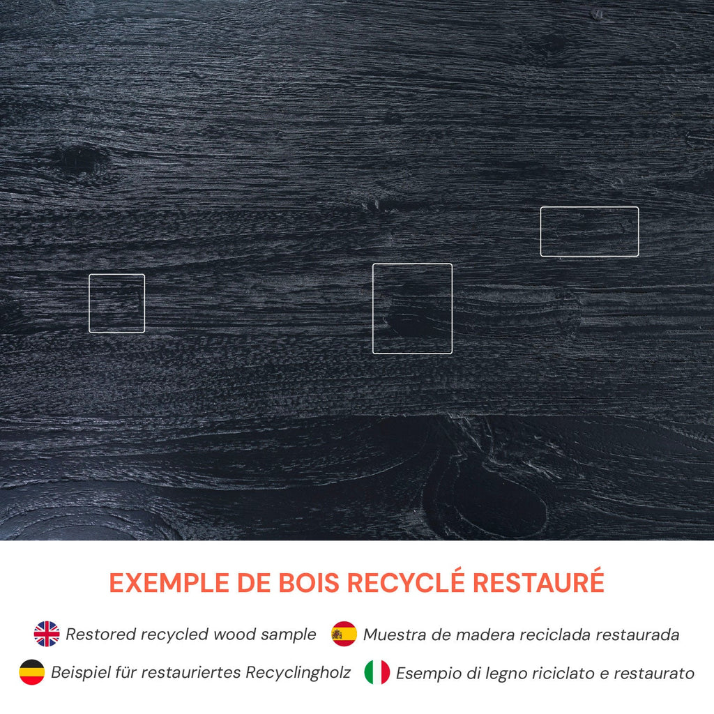 Eka - Taburete de madera de teca reciclada pintada en negro