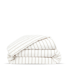 Housse De Couette - Percale De Coton - Rayé Olive