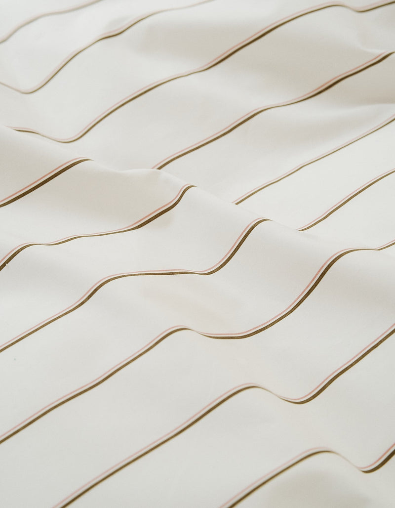 Housse De Couette - Percale De Coton - Rayé Olive