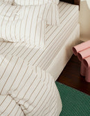 Housse De Couette - Percale De Coton - Rayé Olive