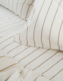 Housse De Couette - Percale De Coton - Rayé Olive