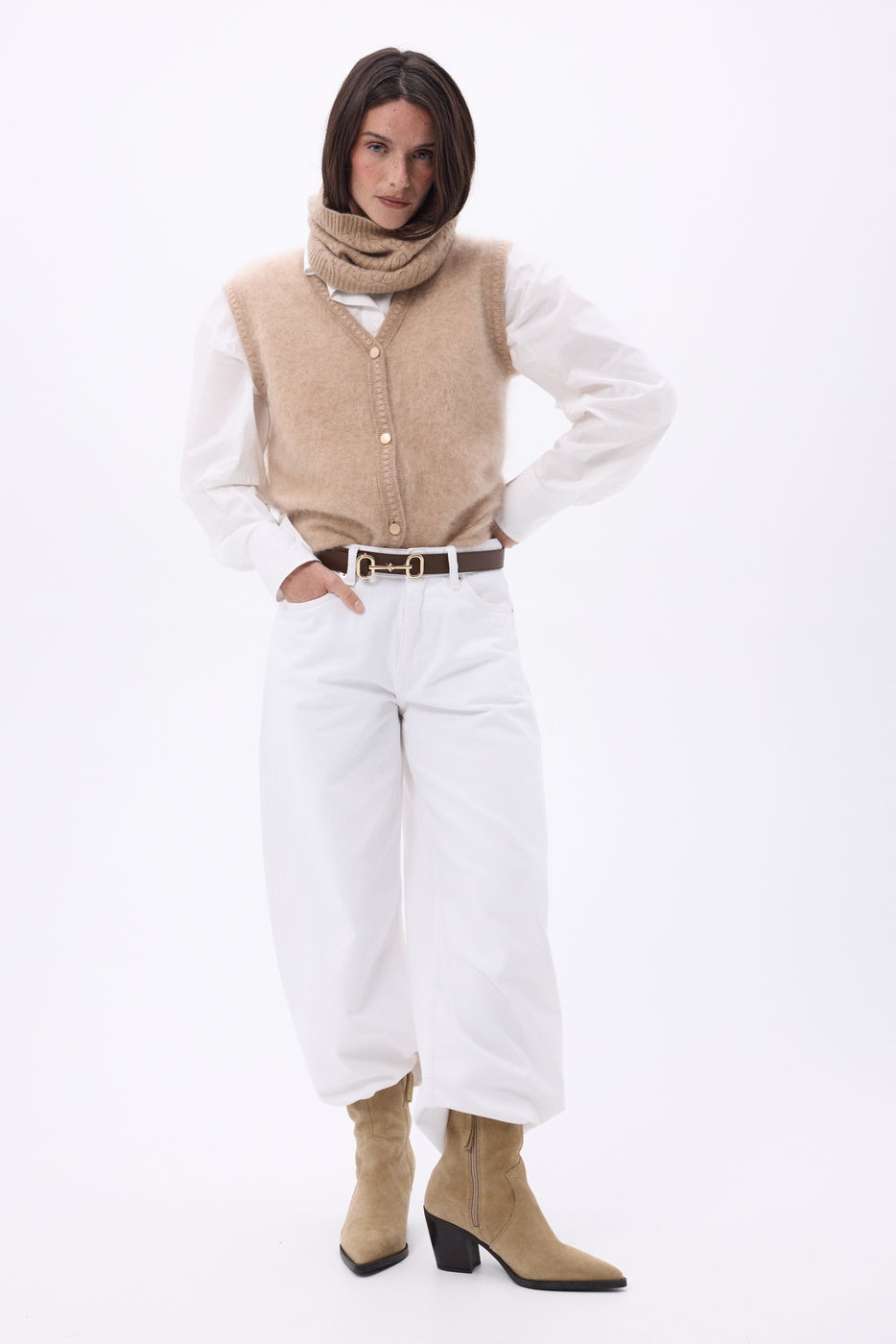 Cuello trenzado Borealecoland - Beige crema - Unisex