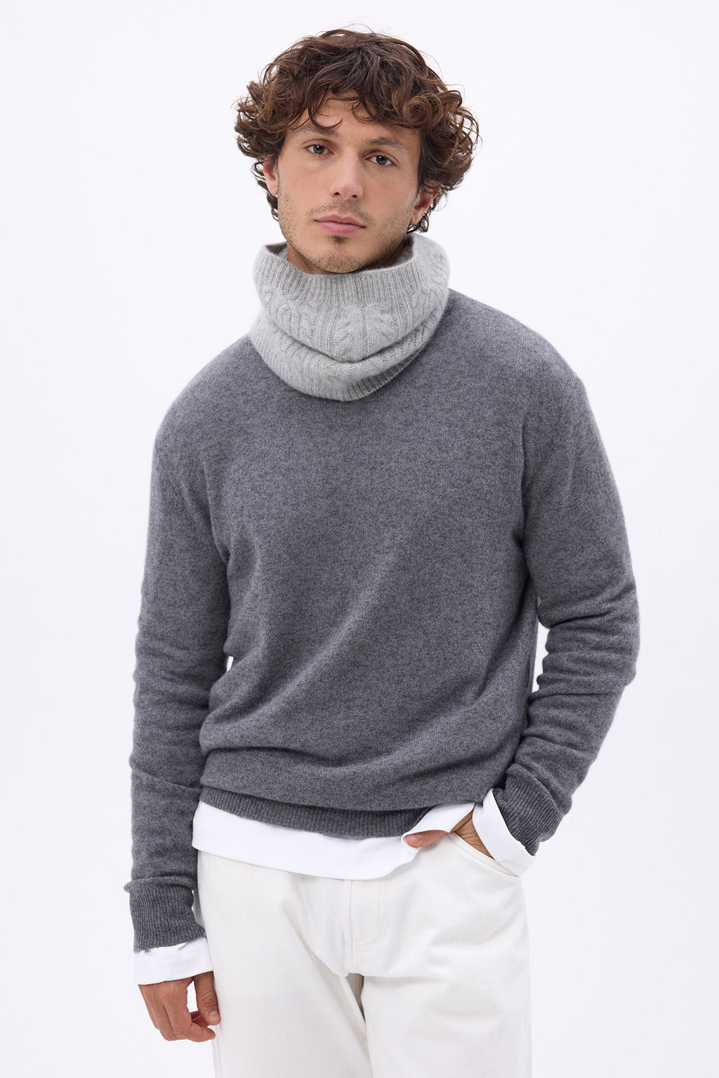 Kabelkraag Boreal - Lichtgrijs - Unisex - 100% Kasjmier