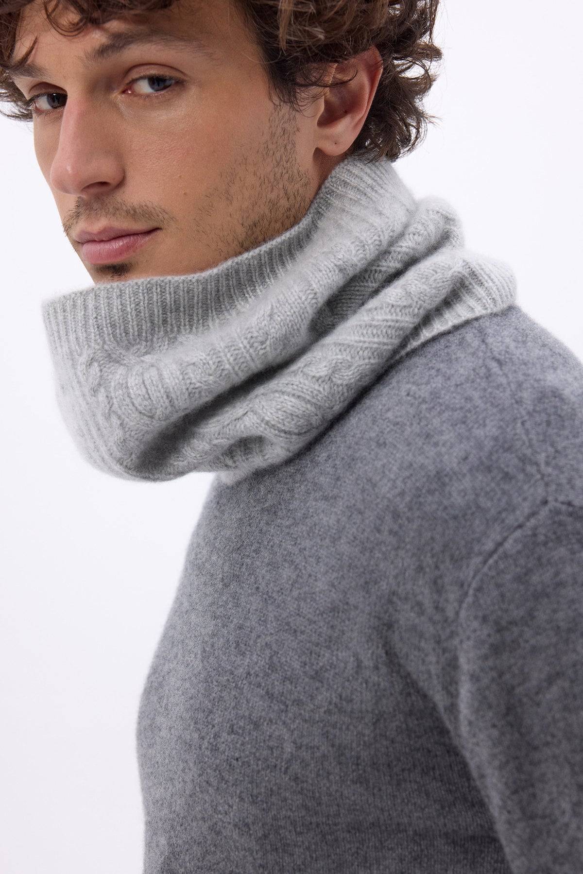 Kabelkraag Boreal - Lichtgrijs - Unisex - 100% Kasjmier