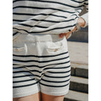 Borneo Short - Striped Ecru Black