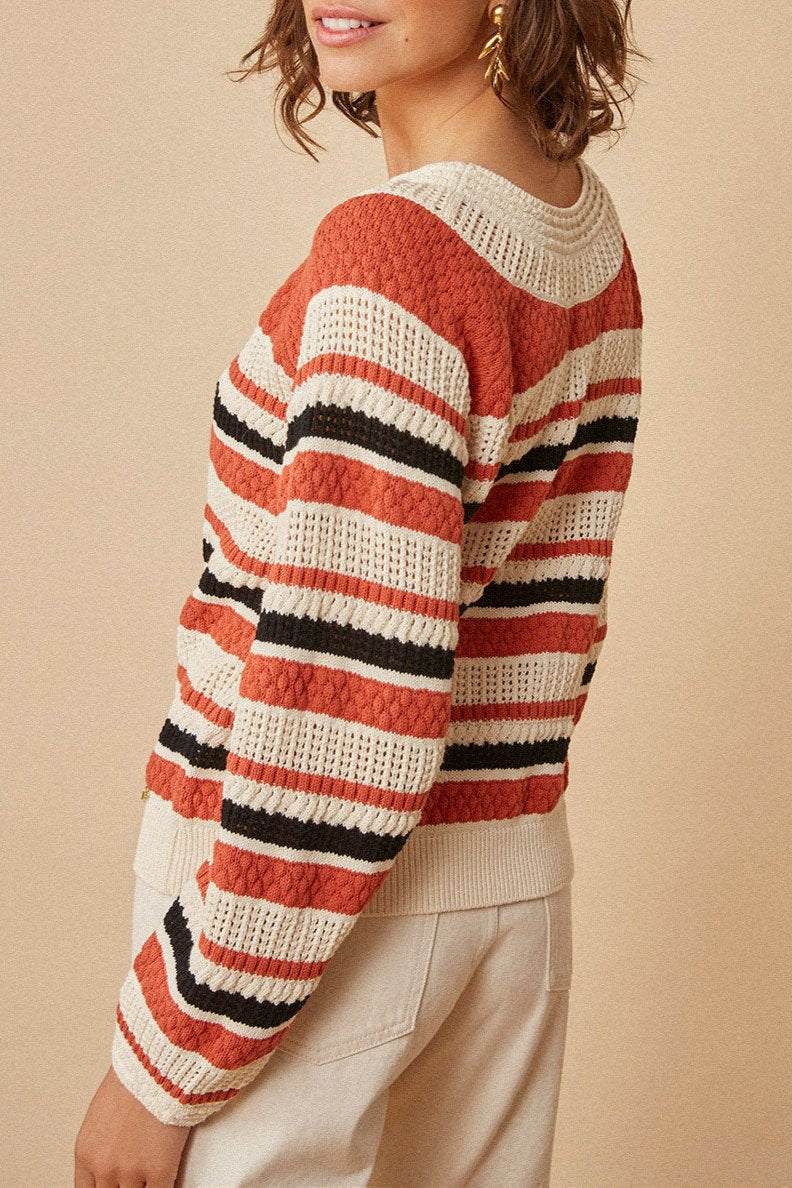 Pull Bouda - Terre Cuite/Noir
