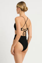 Selena Crop Swimsuit - Yaz, Kiana - Black Eco