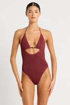 Beaded Fowler One-Piece Swimsuit - Aude, Jasmine - Carmine Recycled