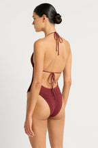 Beaded Fowler One-Piece Swimsuit - Aude, Jasmine - Carmine Recycled