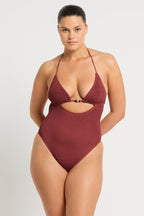 Beaded Fowler One-Piece Swimsuit - Aude, Jasmine - Carmine Recycled