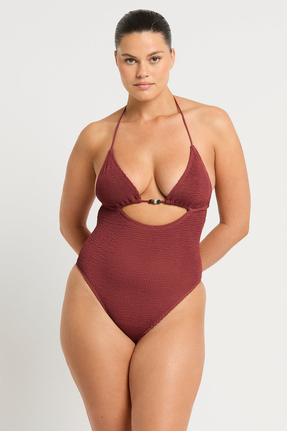 Beaded Fowler One-Piece Swimsuit - Aude, Jasmine - Carmine Recycled
