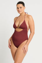 Beaded Fowler One-Piece Swimsuit - Aude, Jasmine - Carmine Recycled