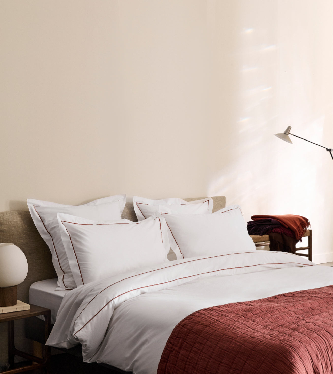 Set De 2 Taies D'Oreillers - 100% Percale De Coton Bourdon - 11 Coloris