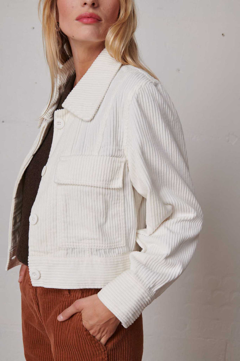 Veste Boxy Trendy Corduroy - Pearl