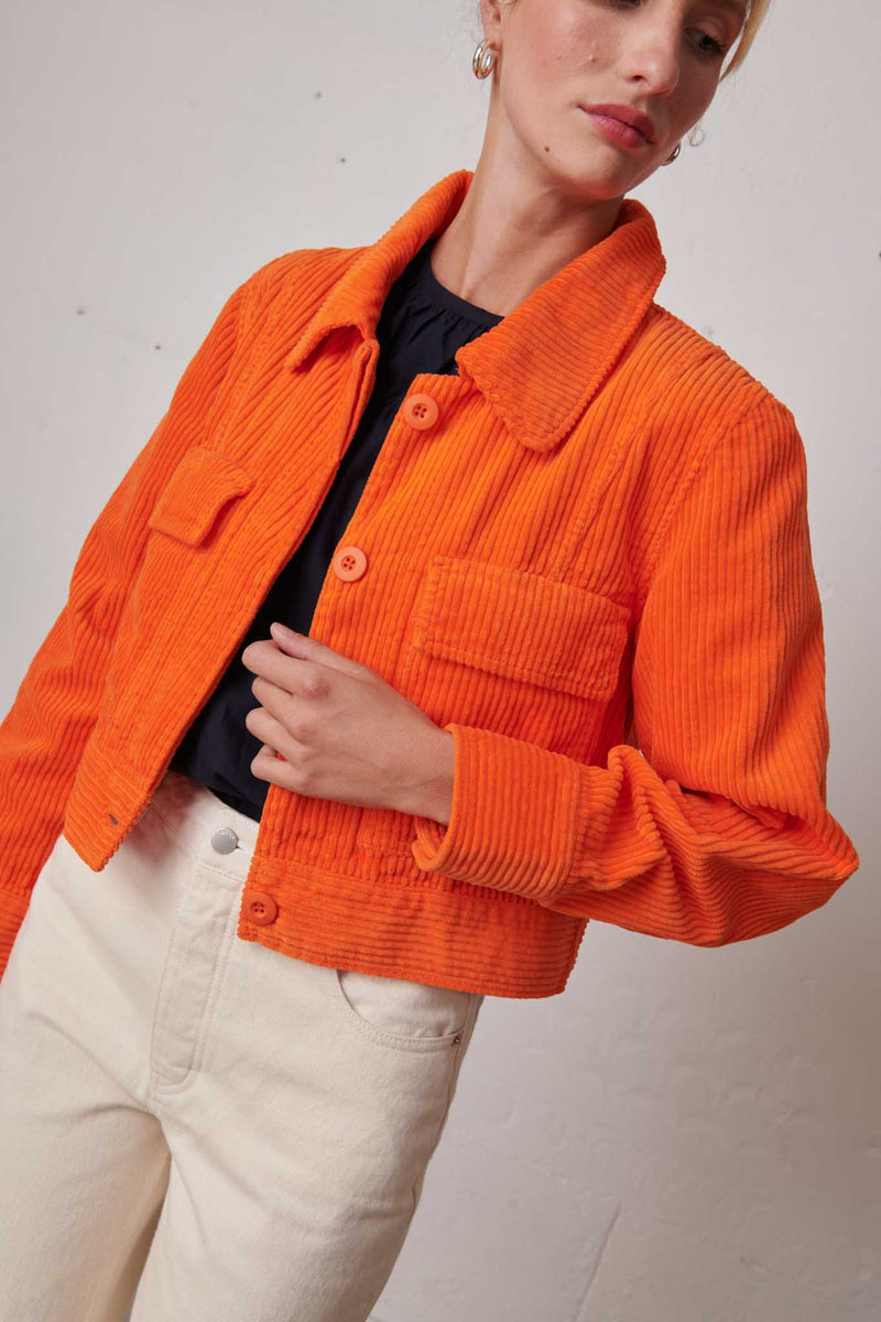 Veste Boxy Trendy Corduroy - Tangerine