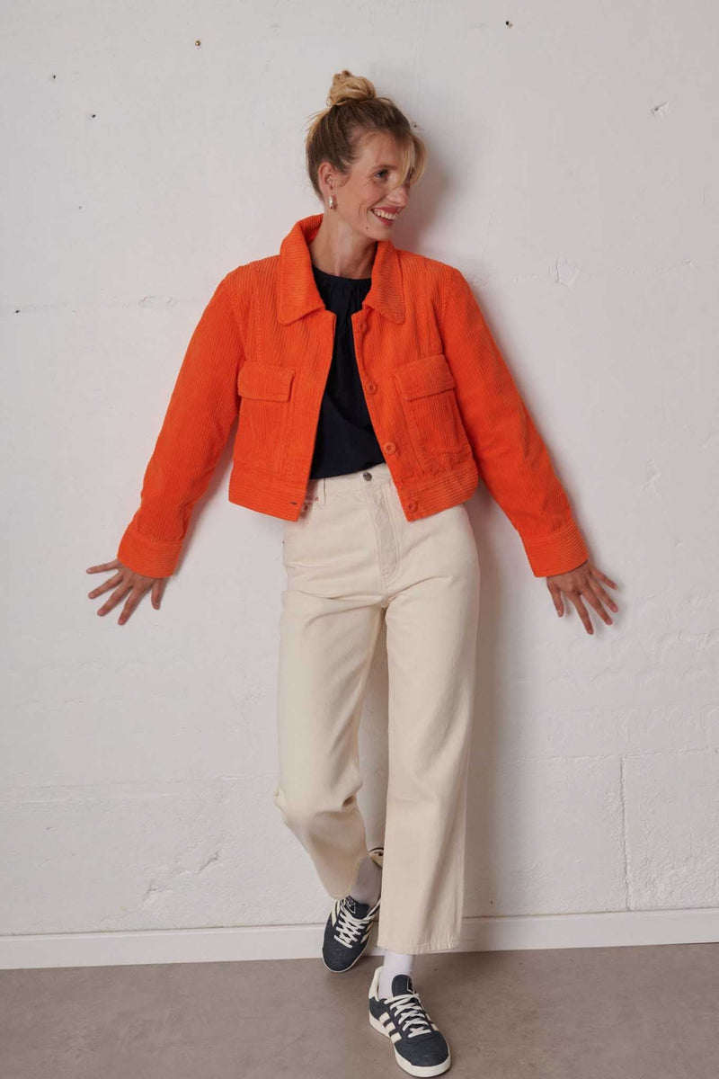 Veste Boxy Trendy Corduroy - Tangerine