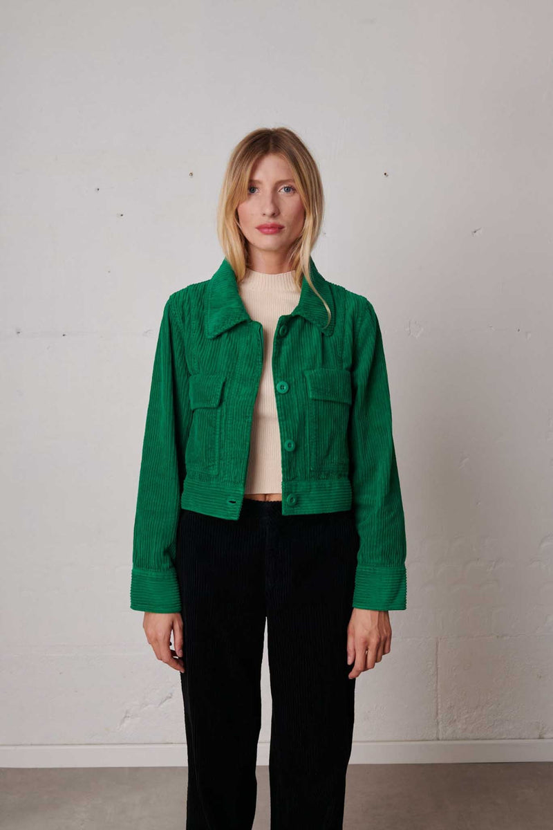 Veste Boxy Trendy Corduroy - Vert Empire