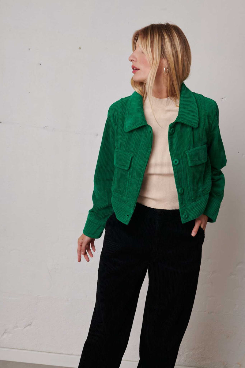 Veste Boxy Trendy Corduroy - Vert Empire