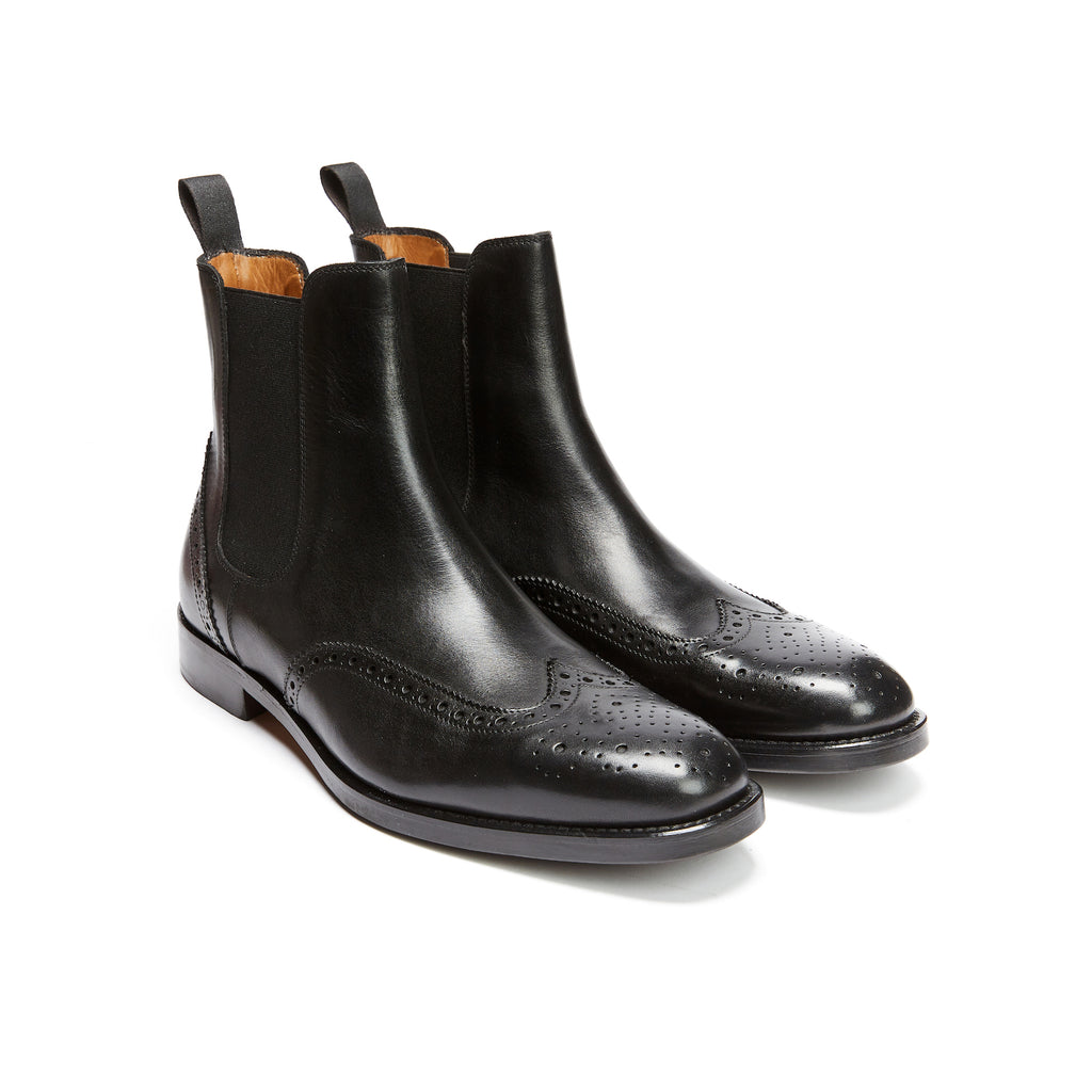 Boots Chelsea À Bout Fleuri - Noir - Homme